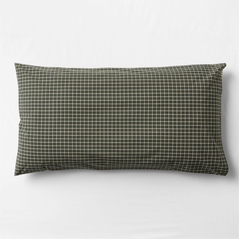 Viewing product image Favorite Washed Organic Cotton Ficus Green Reversible Gingham Check King Bed Pillow Sham - image 1 of 4