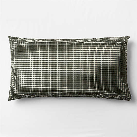 Favorite Washed Organic Cotton Ficus Green Reversible Gingham Check King Bed Pillow Sham