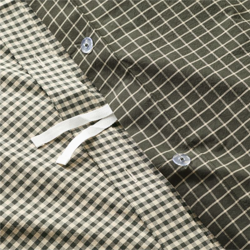 Favorite Washed Organic Cotton Ficus Green Reversible Gingham Check Full/Queen Duvet Cover - image 2 of 10