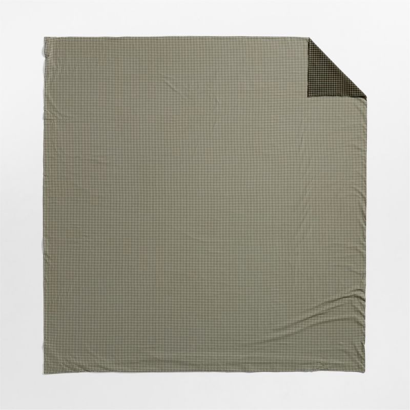 Favorite Washed Organic Cotton Ficus Green Reversible Gingham Check Full/Queen Duvet Cover - image 3 of 10