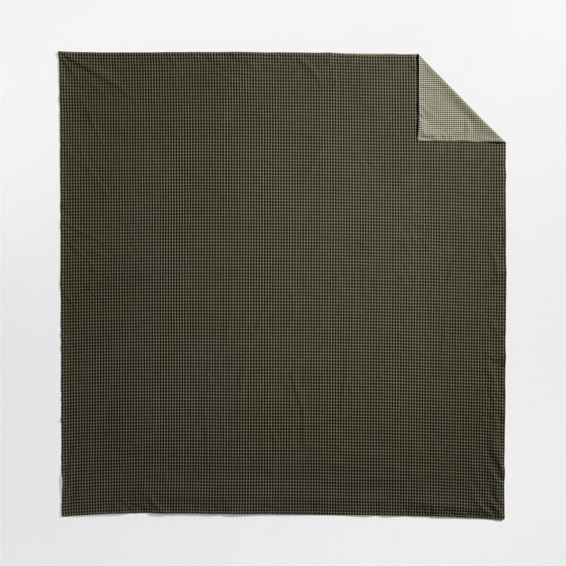 Favorite Washed Organic Cotton Ficus Green Reversible Gingham Check Full/Queen Duvet Cover - image 4 of 10