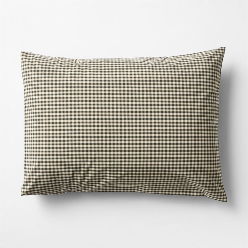 Favorite Washed Organic Cotton Ficus Green Reversible Gingham Check Standard Bed Pillow Sham - image 1 of 3