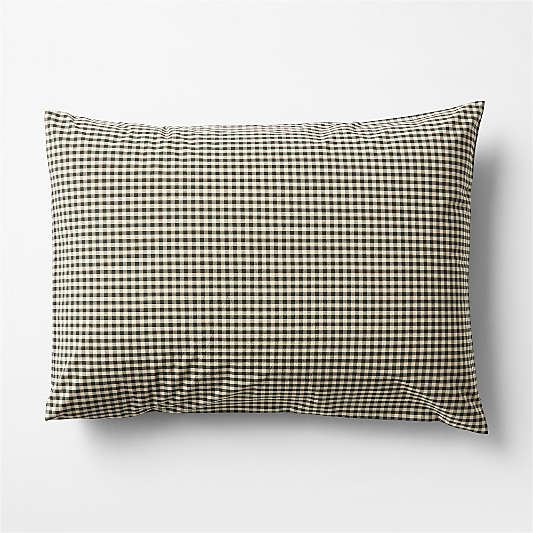 Favorite Washed Organic Cotton Ficus Green Reversible Gingham Check Standard Bed Pillow Sham