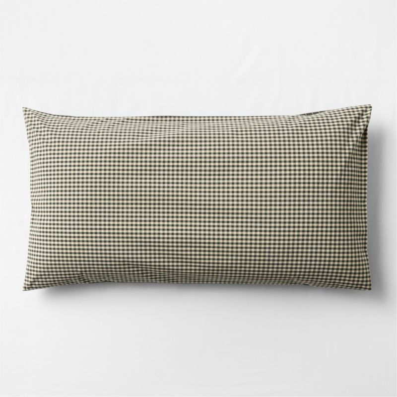 Favorite Washed Organic Cotton Ficus Green Reversible Gingham Check King Bed Pillow Sham - image 2 of 4