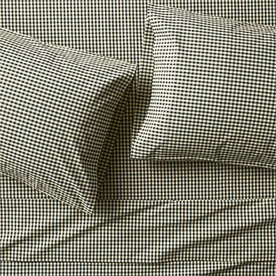 View Favorite Washed Organic Cotton Ficus Green Gingham Queen Bed Sheet Set details