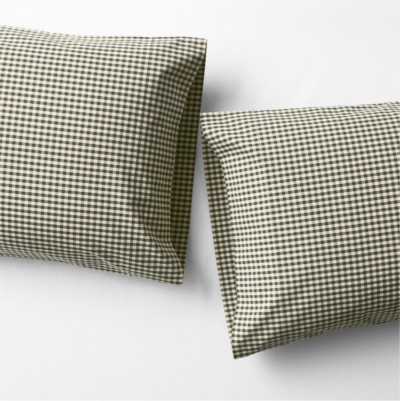 Viewing product image Favorite Washed Organic Cotton Ficus Green Gingham King Pillowcases, Set of 2 - image 1 of 2