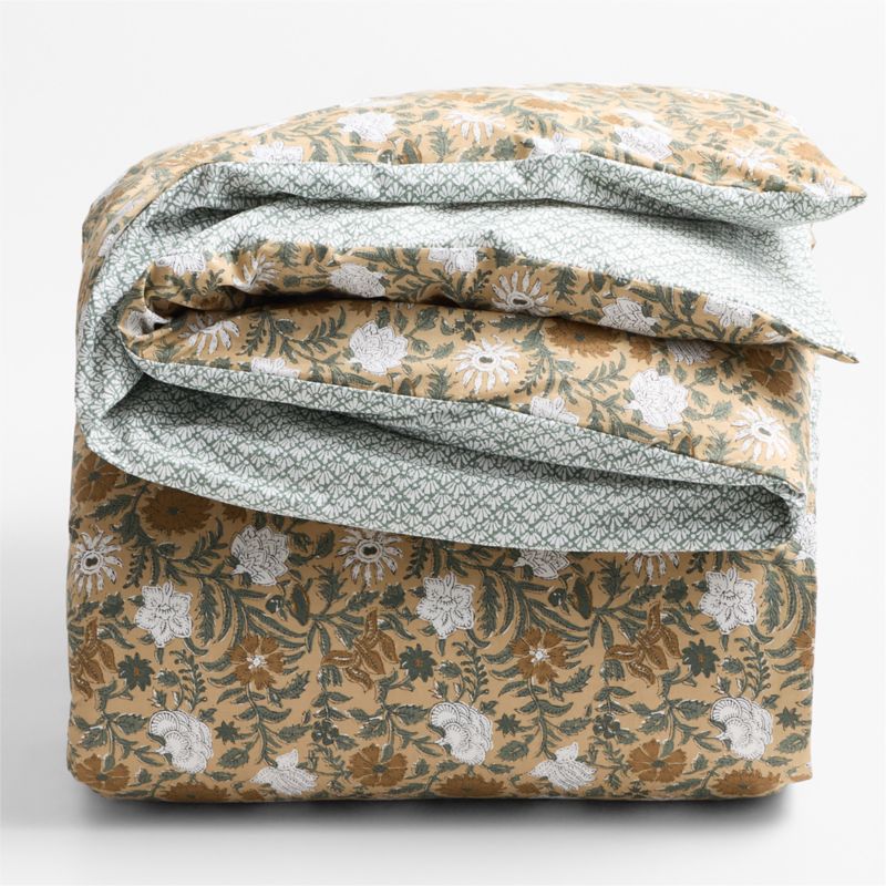 Favorite Washed Organic Cotton Taupe Desert Floral Full/Queen Reversible Duvet Cover - image 5 of 6