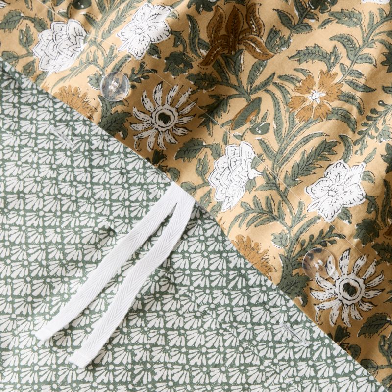 Favorite Washed Organic Cotton Taupe Desert Floral Full/Queen Reversible Duvet Cover - image 2 of 6