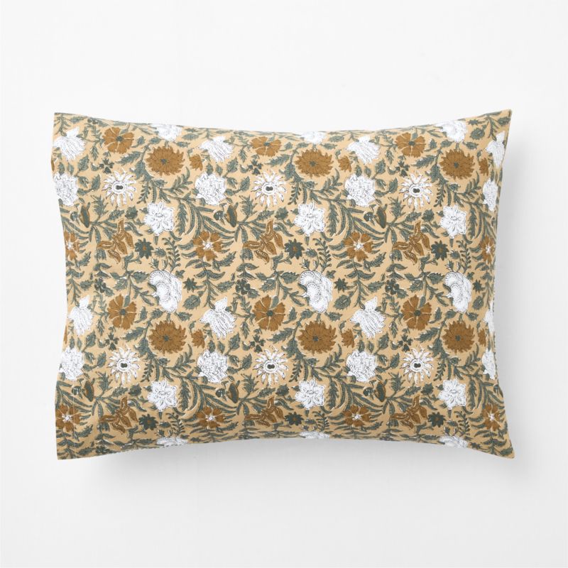 Viewing product image Favorite Washed Reversible Organic Cotton Taupe Desert Floral Standard Bed Pillow Sham - image 1 of 2