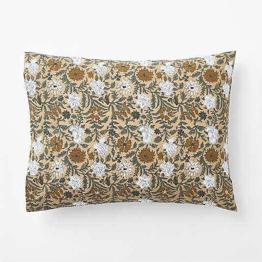 Favorite Washed Reversible Organic Cotton Taupe Desert Floral Bed Pillow Sham