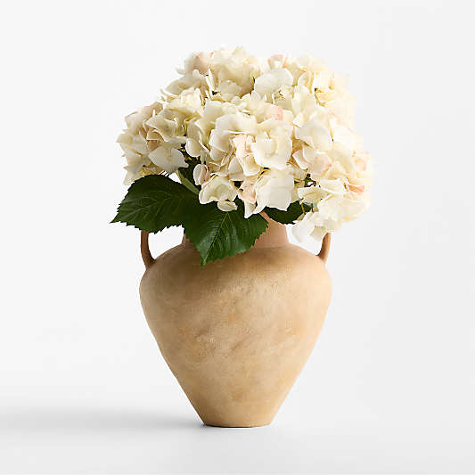 Faux Antiqued White Hydrangea Stem 30"