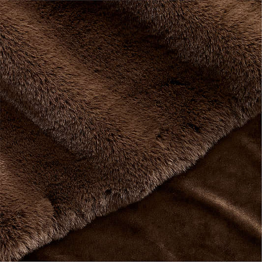 Faux Fur 70"x55" Deep Brown Throw Blanket