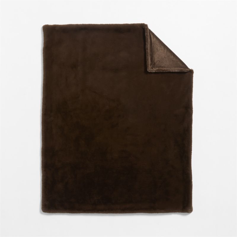 Faux Fur 70"x55" Deep Brown Throw Blanket - image 2 of 5