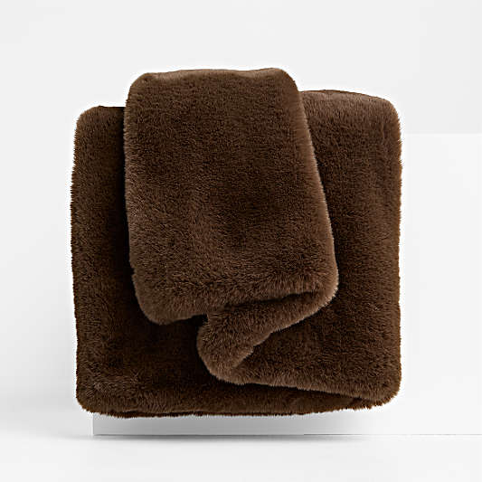 Faux Fur 70"x55" Deep Brown Throw Blanket