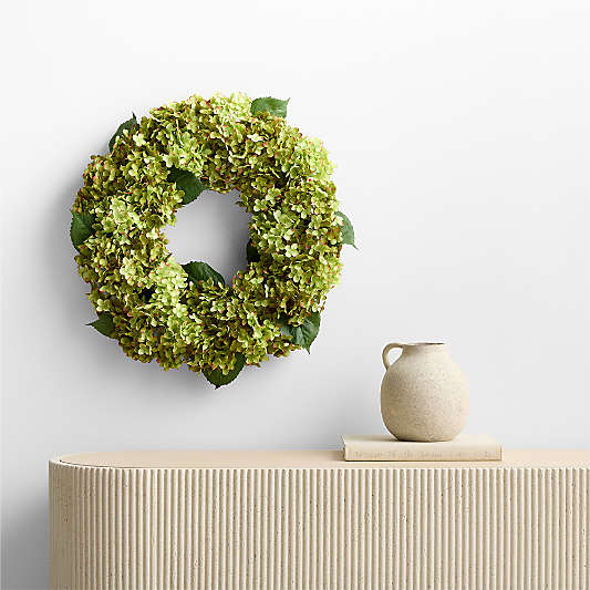 Faux Green Hydrangea Wreath 26"