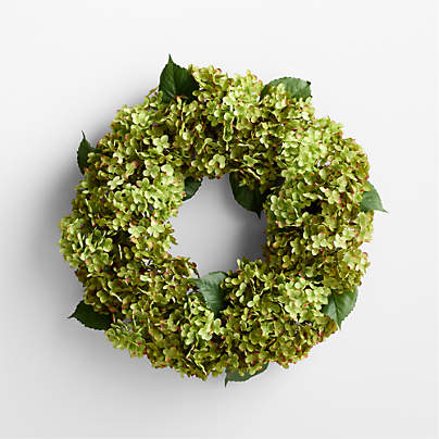 Faux Green Hydrangea Wreath 26"