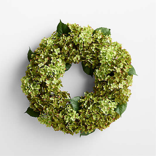 Faux Green Hydrangea Wreath 26"
