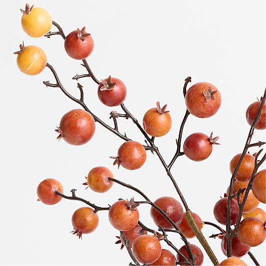 Faux Orange Crab Apple Stem 32"