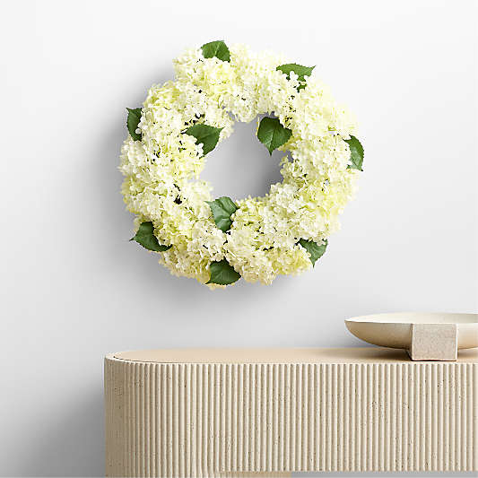 Faux White Hydrangea Wreath 26"