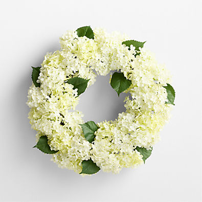 View Faux White Hydrangea Wreath 26" details