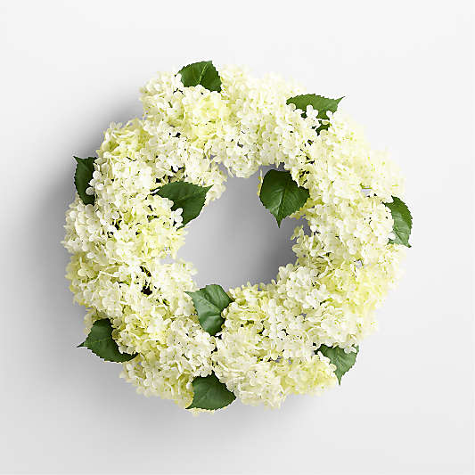 Faux White Hydrangea Wreath 26"