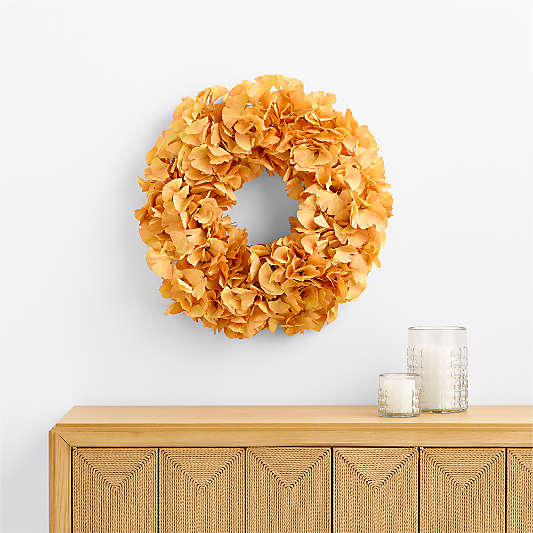 Faux Yellow Ginkgo Wreath 28"