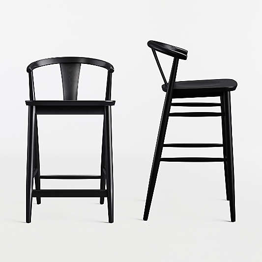 Fyn Black Wood Stools