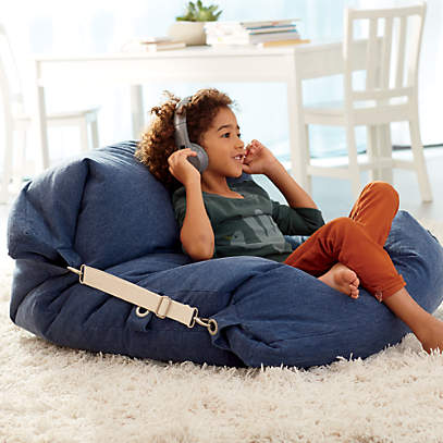 Kids Blue Bean Bag Bed Chair + Reviews | Crate & Kids