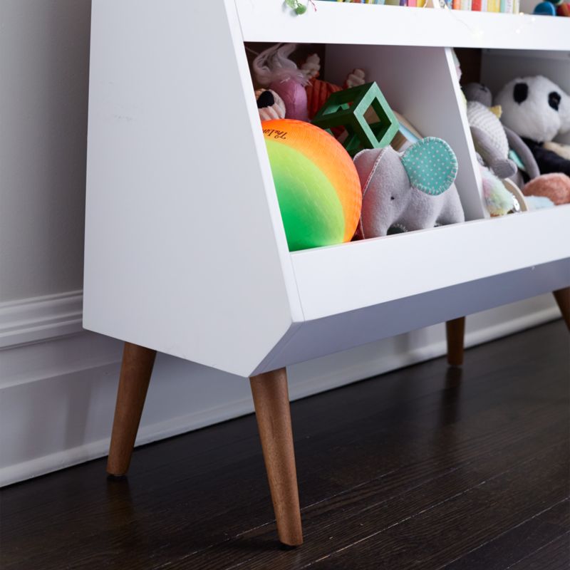 Walnut Wood and White Mid-Century 4-Cube Cubby Bookcase - image 9 of 16