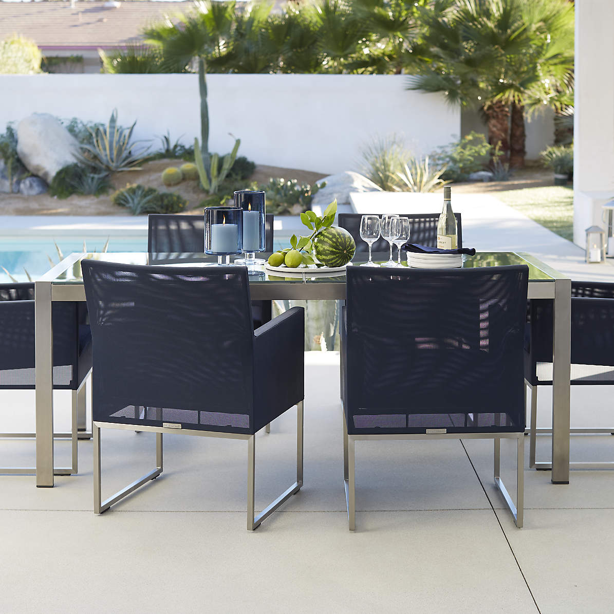 Dune Rectangular Outdoor Patio Dining, Navy Dining Table And Chairs