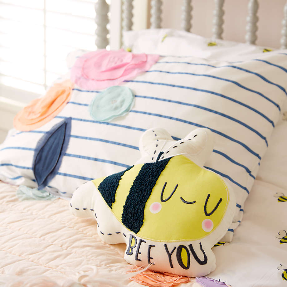 Crate Barrel Bee s Knees Floral Applique Kids Pillow Sham The