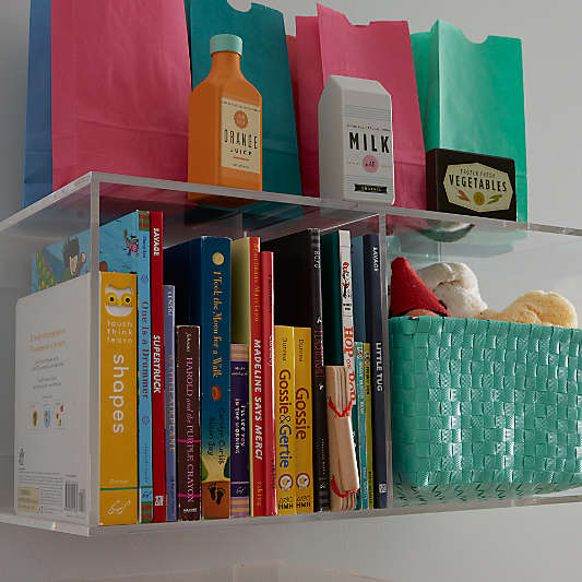 Now You See It Clear Acrylic 2-Bin Floating Shelf Bookcase