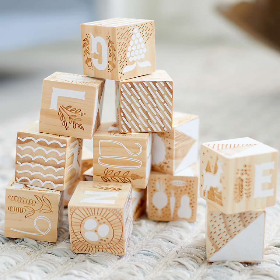 Etched Wooden Baby Blocks