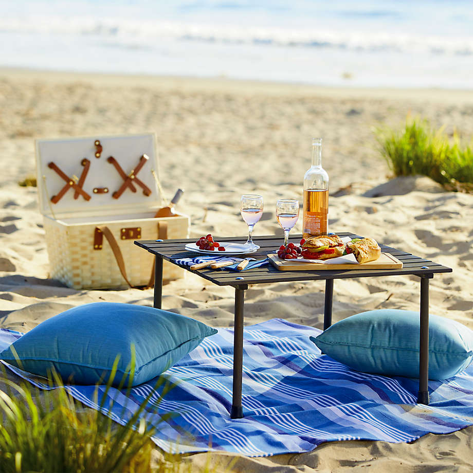 Ranber Wooden Double Layer Portable Folding Picnic Outdoor Wine Table for Garden Porch Beach Snack Table Outdoor Party Picnic-B
