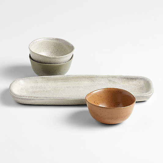 Carmel 3-Part Ceramic Dip Bowl & Tray by Gaby Dalkin