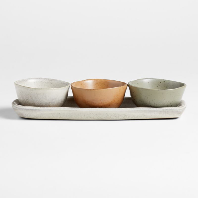 Viewing product image Carmel 3-Part Ceramic Dip Bowl & Tray by Gaby Dalkin - image 1 of 3