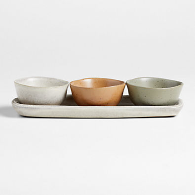 View Carmel 3-Part Ceramic Dip Bowl & Tray by Gaby Dalkin details