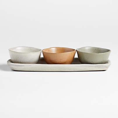 Carmel 3-Part Ceramic Dip Bowl & Tray by Gaby Dalkin