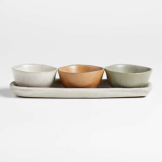 Carmel 3-Part Ceramic Dip Bowl & Tray by Gaby Dalkin