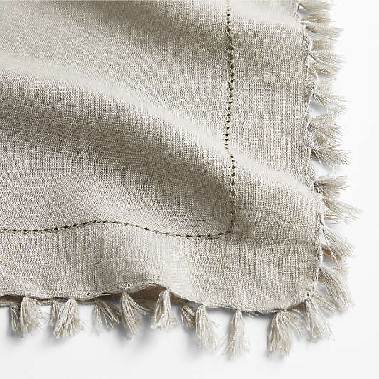 Linen Eyelet Fringe Napkin in Sage Green by Gaby Dalkin