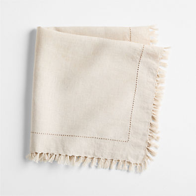 View Linen Eyelet Fringe Napkin in Natural by Gaby Dalkin details