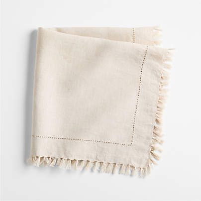 Linen Eyelet Fringe Napkin in Natural by Gaby Dalkin