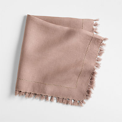 View Linen Eyelet Fringe Napkin in Warm Plum by Gaby Dalkin details