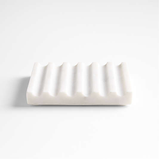 Fluted Marble Soap Dish in Alabaster by Gaby Dalkin