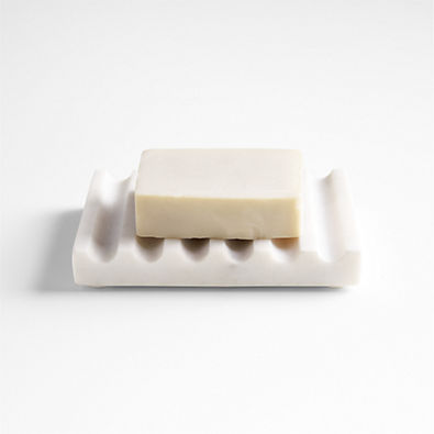 View Fluted Marble Soap Dish in Alabaster by Gaby Dalkin details