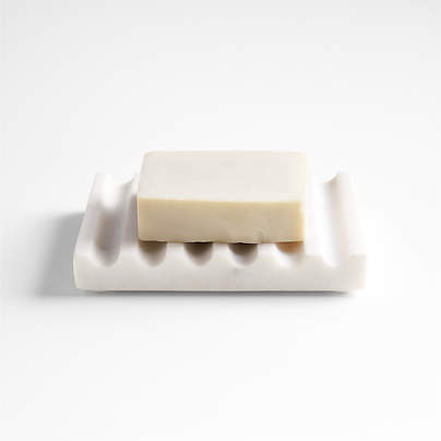 Fluted Marble Soap Dish in Alabaster by Gaby Dalkin