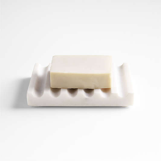 Fluted Marble Soap Dish in Alabaster by Gaby Dalkin