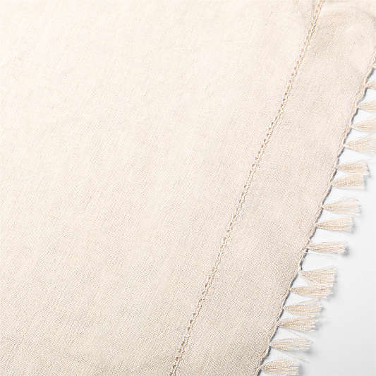 Linen Eyelet Fringe 120" Natural Table Runner by Gaby Dalkin