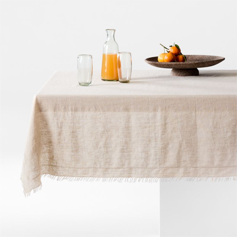 Linen Eyelet Fringe 60" x 120" Natural Tablecloth by Gaby Dalkin - image 0 of 2