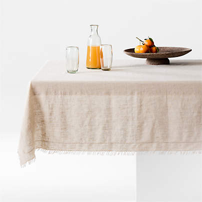 Linen Eyelet Fringe 60" x 120" Natural Tablecloth by Gaby Dalkin